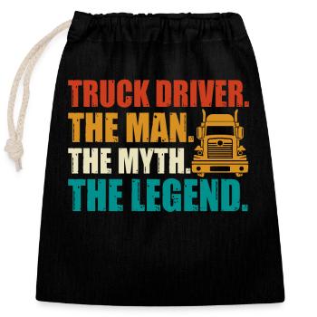 Truck driver - Closable cotton gift bag (25x30cm) - black - Front