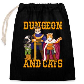 dungeon cats, dungeon cats game, rpg, - Closable cotton gift bag (25x30cm) - black - Front