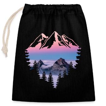 Montagne coucher de soleil - Sac cadeau en coton avec cordon (25 x 30 cm) - noir - Devant