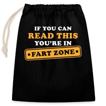 Abstand halten Furz Zone Spruch - Verschließbarer Geschenkbeutel aus Baumwolle (25x30cm) - Schwarz - Vorne