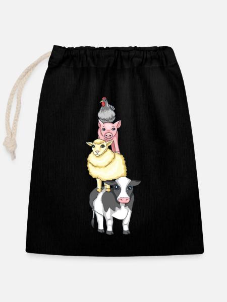 Farm animals standing on each other's backs - Closable cotton gift bag (25x30cm) - black
