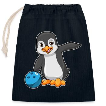 Penguin Bowling Boule de bowling - Sac cadeau en coton avec cordon (25 x 30 cm) - bleu marine - Devant