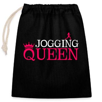 Jogging Queen - Closable cotton gift bag (25x30cm) - black - Front
