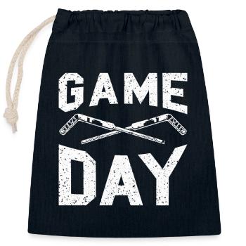 Cadeau de hockey de sport rondelle - Sac cadeau en coton avec cordon (25 x 30 cm) - bleu marine - Devant