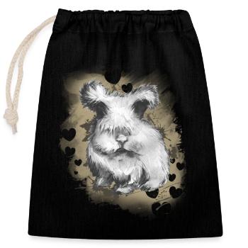 Rabbit - Closable cotton gift bag (25x30cm) - black - Front