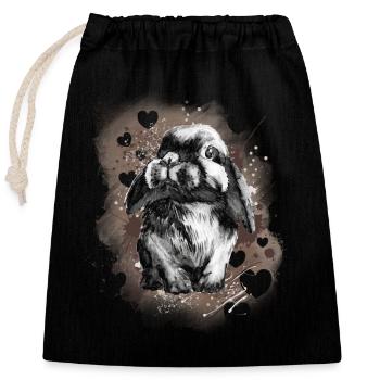 Rabbit - Closable cotton gift bag (25x30cm) - black - Front