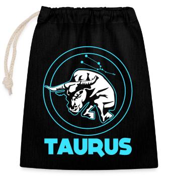 Zodiac Taurus - Closable cotton gift bag (25x30cm) - black - Front