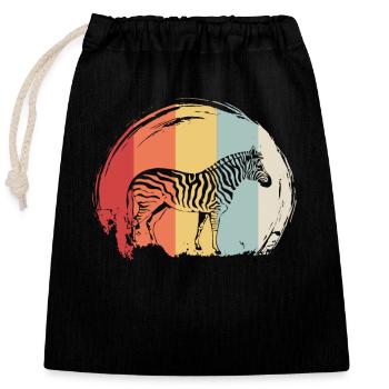 Zebra Animal Motif Retro Vintage - Closable cotton gift bag (25x30cm) - black - Front