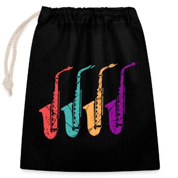 Joueur de saxophone - Sac cadeau en coton avec cordon (25 x 30 cm) - noir - Devant