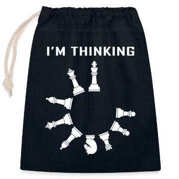 Échecs - Sac cadeau en coton avec cordon (25 x 30 cm) - bleu marine - Devant
