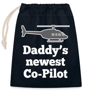Daddy’s Newest copilote enfants papa bébé cadeau - Sac cadeau en coton avec cordon (25 x 30 cm) - bleu marine - Devant