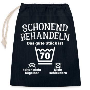 Schonend Behandeln Siebzig Geschenk 70. Geburtstag - Verschließbarer Geschenkbeutel aus Baumwolle (25x30cm) - Navy - Vorne