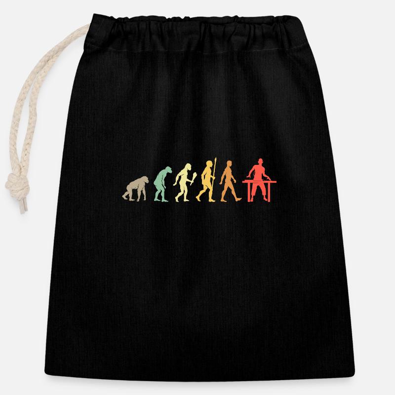 Vintage DJ Evolution Musician Gift Idea - Closable cotton gift bag (25x30cm) - black