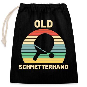 Old Schmetterhand Tischtennis Geschenk - Verschließbarer Geschenkbeutel aus Baumwolle (25x30cm) - Schwarz - Vorne