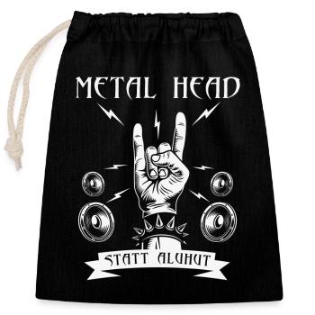 Metal Musik Spruch lustig Metal Head - Verschließbarer Geschenkbeutel aus Baumwolle (25x30cm) - Schwarz - Vorne