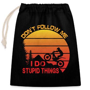 Trial Motorcycle Saying - Closable cotton gift bag (25x30cm) - black - Front