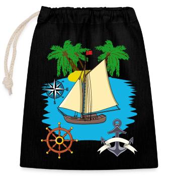 Sailboat Seaing Caribbean South Sea Sailor Sailing - Closable cotton gift bag (25x30cm) - black - Front