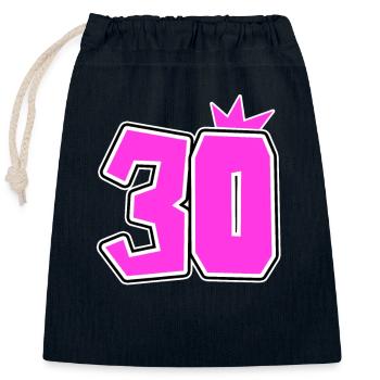 30 Crown - 30 Birthday - Closable cotton gift bag (25x30cm) - navy - Front
