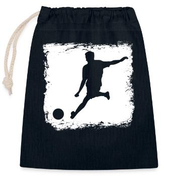 Soccer Football Goal Shot - Closable cotton gift bag (25x30cm) - navy - Front