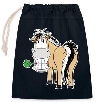 Fjordi amusant avec trèfle - Sac cadeau en coton avec cordon (25 x 30 cm) - bleu marine - Devant