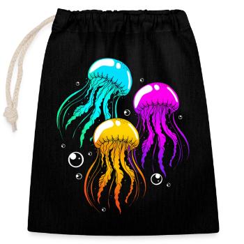 jellyfish - Closable cotton gift bag (25x30cm) - black - Front
