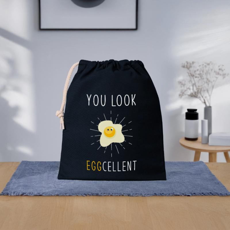 Egg Eggs Pun Mirror Egg Closable cotton gift bag (25x30cm)