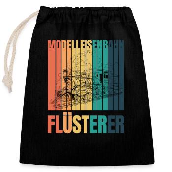 Eisenbahn Modelleisenbahn Flüsterer - Verschließbarer Geschenkbeutel aus Baumwolle (25x30cm) - Schwarz - Vorne