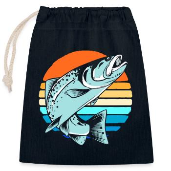 Fishing Fishing - Closable cotton gift bag (25x30cm) - navy - Front