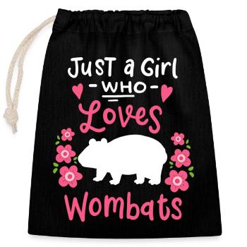 Wombat Wombat-Liebhaber Australier - Verschließbarer Geschenkbeutel aus Baumwolle (25x30cm) - Schwarz - Vorne