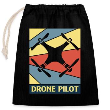 Drone - Sac cadeau en coton avec cordon (25 x 30 cm) - noir - Devant