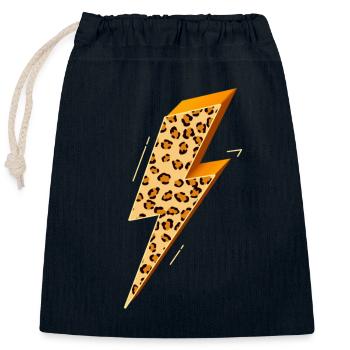 Lightning, Lightning Bolt, Lightning Strike, - Closable cotton gift bag (25x30cm) - navy - Front