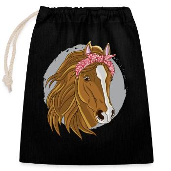 Cheval amateur de chevaux Cheval Bandana Reiterhof - Sac cadeau en coton avec cordon (25 x 30 cm) - noir - Devant