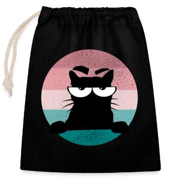 Cat motif No buck morning muffle - Closable cotton gift bag (25x30cm) - black - Front