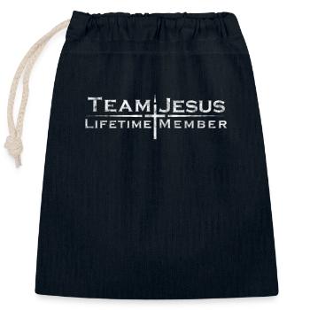 Member De Lifetime - Équipe Jésus - Sac cadeau en coton avec cordon (25 x 30 cm) - bleu marine - Devant