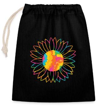 Bunte Sonnenblume Bunte Sonnenblumen Welt - Verschließbarer Geschenkbeutel aus Baumwolle (25x30cm) - Schwarz - Vorne
