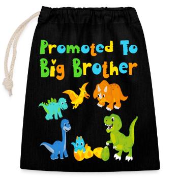 Enfin grand frère Dino - Sac cadeau en coton avec cordon (25 x 30 cm) - noir - Devant