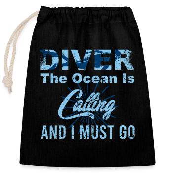 Diver Motivation Design für Wassersportfans - Verschließbarer Geschenkbeutel aus Baumwolle (25x30cm) - Schwarz - Vorne