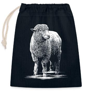 Mouton illustration mouton - Sac cadeau en coton avec cordon (25 x 30 cm) - bleu marine - Devant