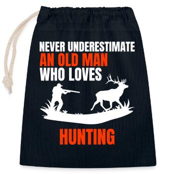 Homme de chasse disant grand-père chasseur chasse père fille papa - Sac cadeau en coton avec cordon (25 x 30 cm) - bleu marine - Devant