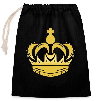 Couronne - Sac cadeau en coton avec cordon (25 x 30 cm) - noir - Devant