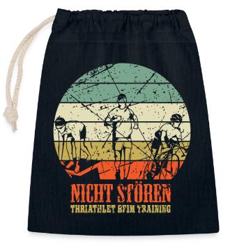 Triathlet Triathlon - Verschließbarer Geschenkbeutel aus Baumwolle (25x30cm) - Navy - Vorne