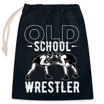 Wrestling, wrestling Greek Roman style, - Closable cotton gift bag (25x30cm) - navy - Front