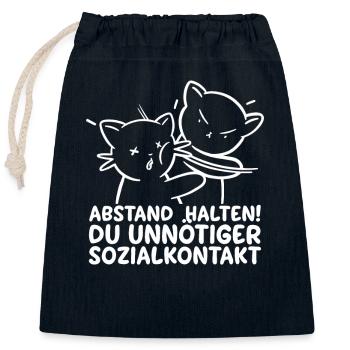 Du Unnötiger Sozialkontakt Abstand Halten Katze - Verschließbarer Geschenkbeutel aus Baumwolle (25x30cm) - Navy - Vorne