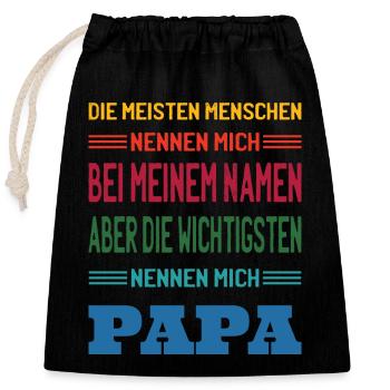 Papa Vatertag Männer Vatertag sprüche - Verschließbarer Geschenkbeutel aus Baumwolle (25x30cm) - Schwarz - Vorne