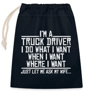 Truck driver - Closable cotton gift bag (25x30cm) - navy - Front