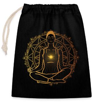 Spirituell Erleuchtetes Wesen mit goldenem Chakra - Verschließbarer Geschenkbeutel aus Baumwolle (25x30cm) - Schwarz - Vorne
