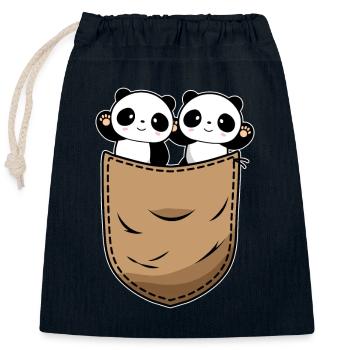 Kawaii Panda Liebhaber - Verschließbarer Geschenkbeutel aus Baumwolle (25x30cm) - Navy - Vorne