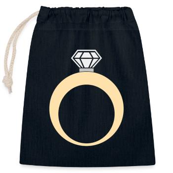Anneau Alliance Bague de fiançailles - Sac cadeau en coton avec cordon (25 x 30 cm) - bleu marine - Devant