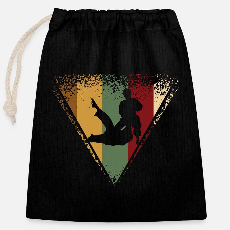 Judo Retro - Verschließbarer Geschenkbeutel aus Baumwolle (25x30cm) - Schwarz