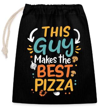 Pizzaiolo This Guy Makes The Best Pizza Amour - Sac cadeau en coton avec cordon (25 x 30 cm) - noir - Devant